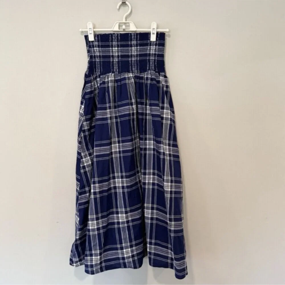 Hill House The Delphine Nap Skirt White and Blue Plaid – Size Small 1658 - Picture 4 of 10
